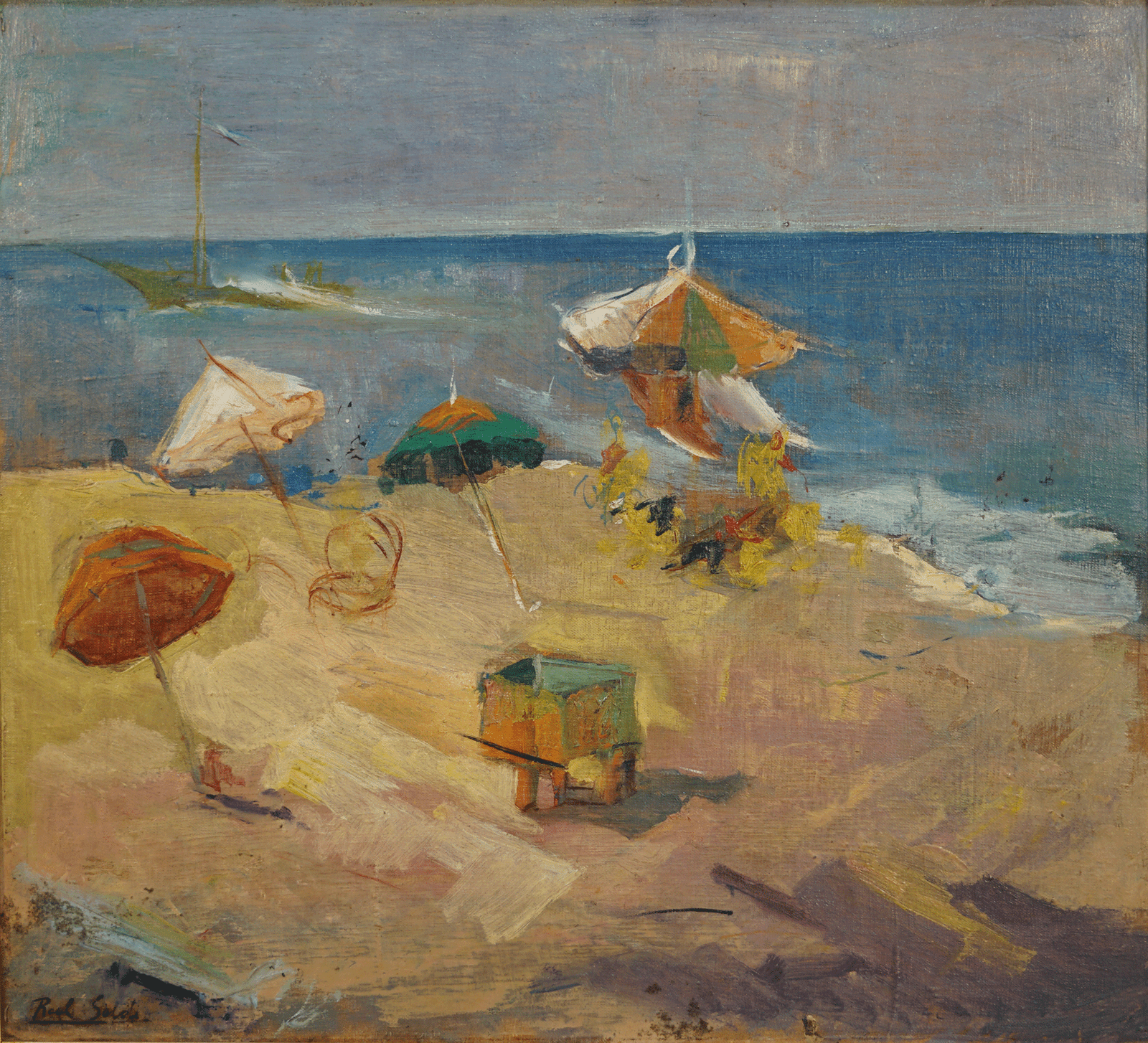 Raúl Soldi - Las sombrillas (Mar del Plata)